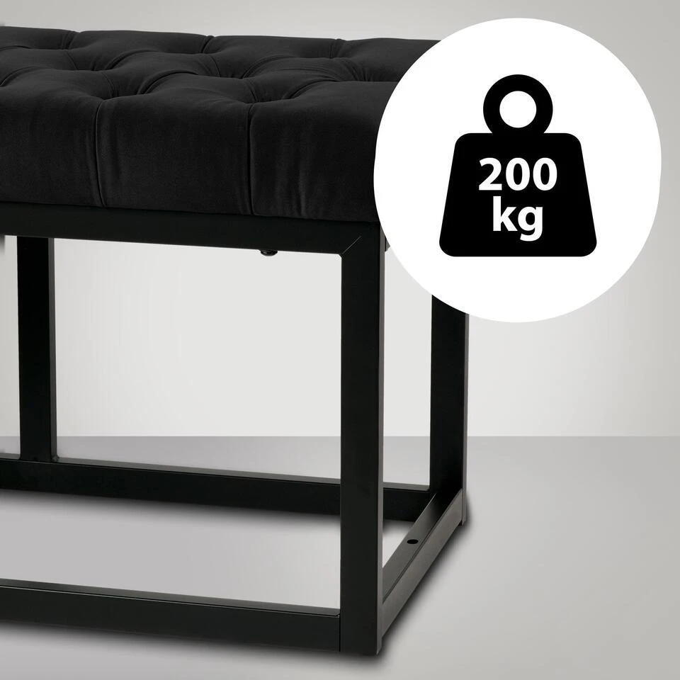 CLP 2-zits Bankje Polson 120 Cm - Zwart 3 CLP 2-zits Bankje Polson 120 Cm - Zwart - Afbeelding 3