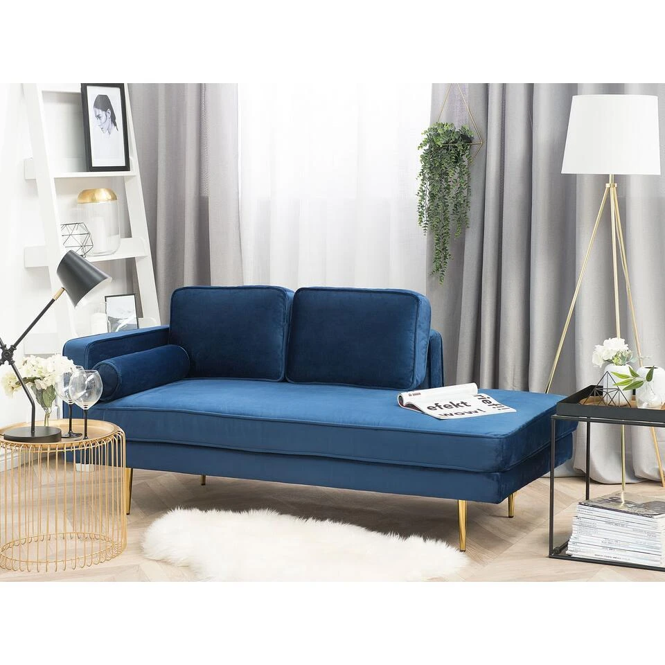 MIRAMAS - Chaise Longue - Blauw - Linkerzijde - Fluweel 2 MIRAMAS - Chaise Longue - Blauw - Linkerzijde - Fluweel - Afbeelding 2