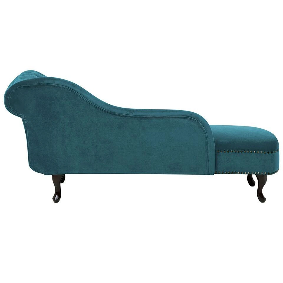 NIMES - Chaise Longue - Blauwgroen - Rechterzijde - Fluweel 6 NIMES - Chaise Longue - Blauwgroen - Rechterzijde - Fluweel - Afbeelding 6