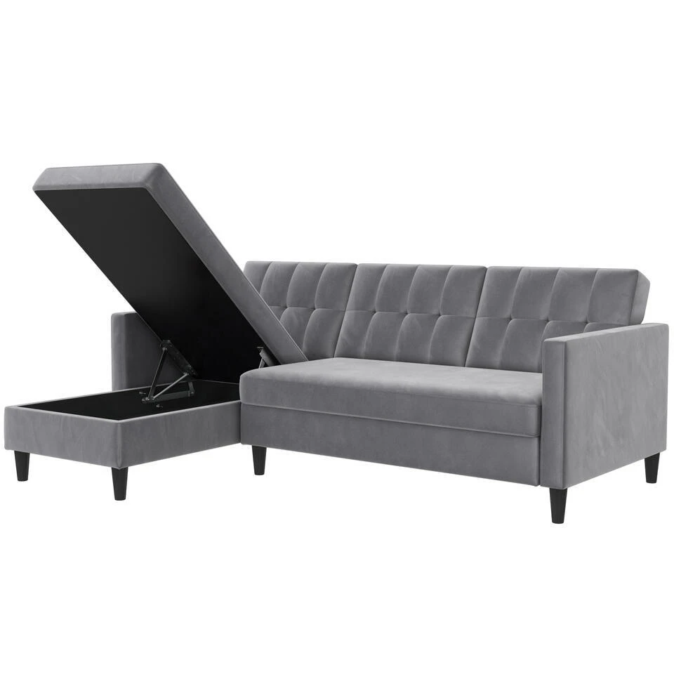 Hartford - 3-zits Slaapbank In Grijs Fluweel 11 Hartford - 3-zits Slaapbank In Grijs Fluweel - Afbeelding 11