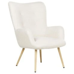 VEJLE II- Fauteuil Met Hocker - Wit - Bouclé -Leenbakker Winkel cc8620d86c2b446bba68e4f3277b4784