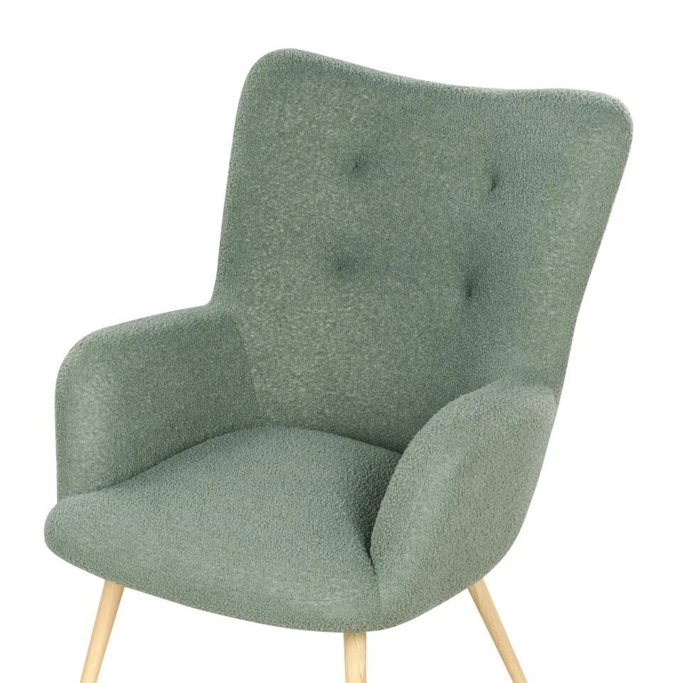 VEJLE II - Fauteuil Met Hocker - Lichtgroen - Bouclé 10 VEJLE II - Fauteuil Met Hocker - Lichtgroen - Bouclé - Afbeelding 10