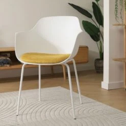 Nolon Nora-Liz Eetkamerstoel Wit - Okergeel Kussen - Witte Poten -Leenbakker Winkel cd8f2390000744c9bb0f7ec217f3d6a0