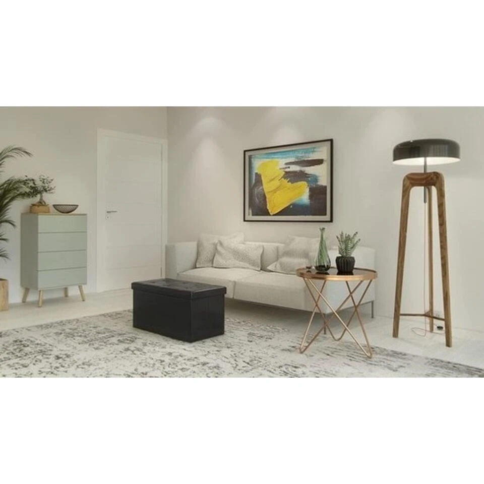 Zitpoef, Zitbank Met Opbergruimte, Opvouwbaar, Zwart 7 Zitpoef, Zitbank Met Opbergruimte, Opvouwbaar, Zwart - Afbeelding 7