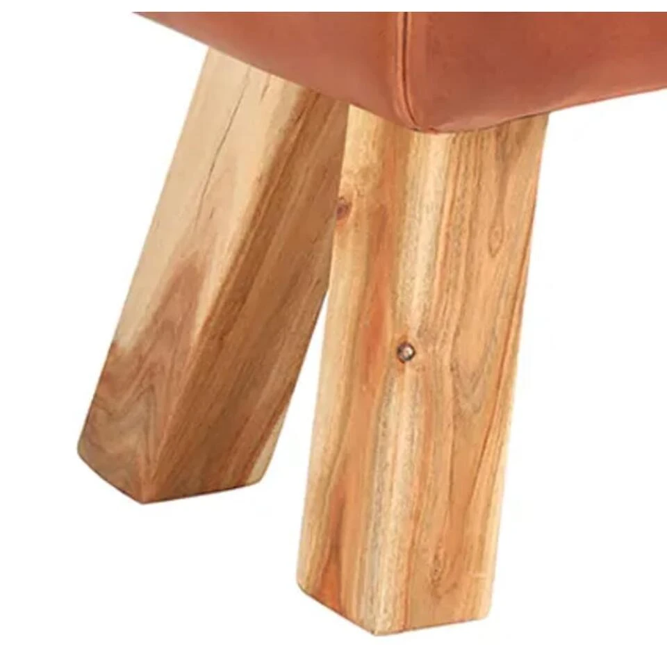 VidaXL - Bankje - Bruin - Leer 5 VidaXL - Bankje - Bruin - Leer - Afbeelding 5