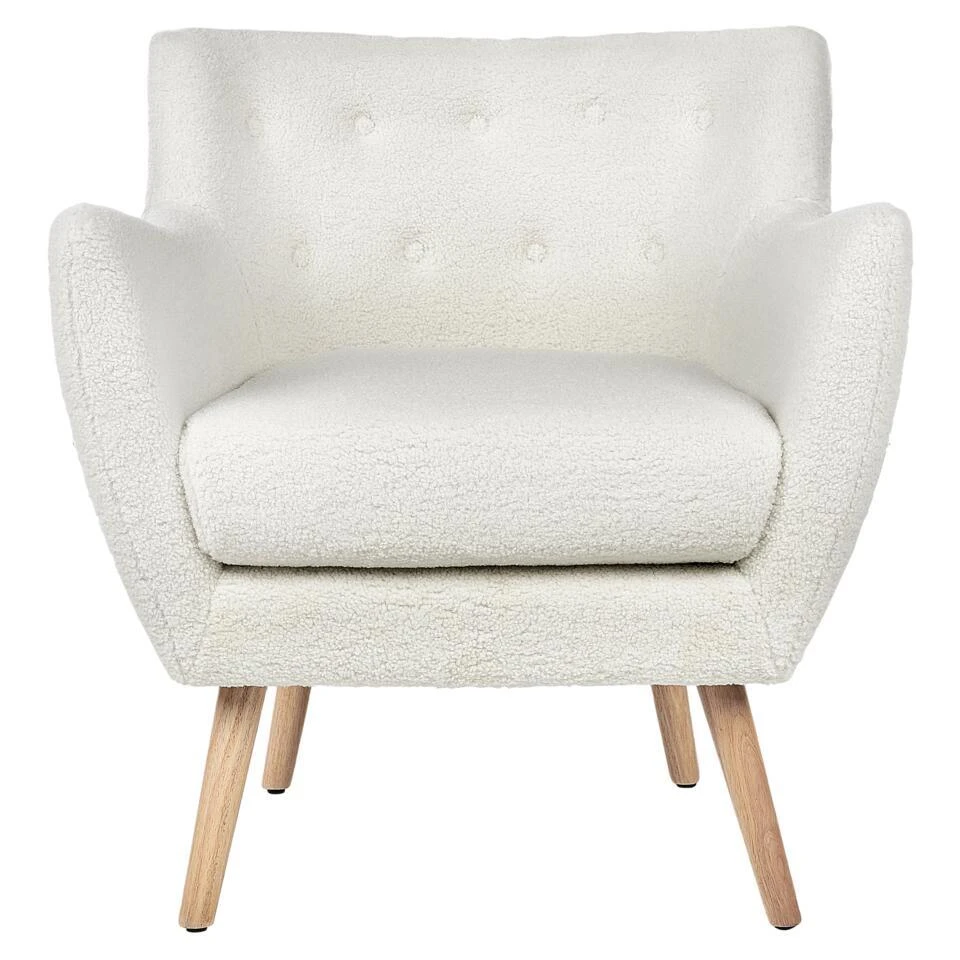 DRAMMEN - Chesterfield Fauteuil - Wit - Bouclé 5 DRAMMEN - Chesterfield Fauteuil - Wit - Bouclé - Afbeelding 5