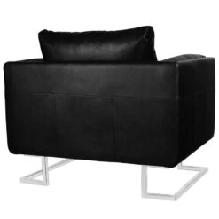 VidaXL Fauteuil Met Verchroomde Poten Kubus Kunstleer Zwart -Leenbakker Winkel d62803a547314d338656bd6d54edda87