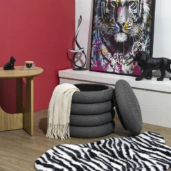 Home Deco Factory Poef/krukje - Boucle - Grijs - D37 X H44 Cm -Leenbakker Winkel d6a418eda5154f89aa2df218a9c87462