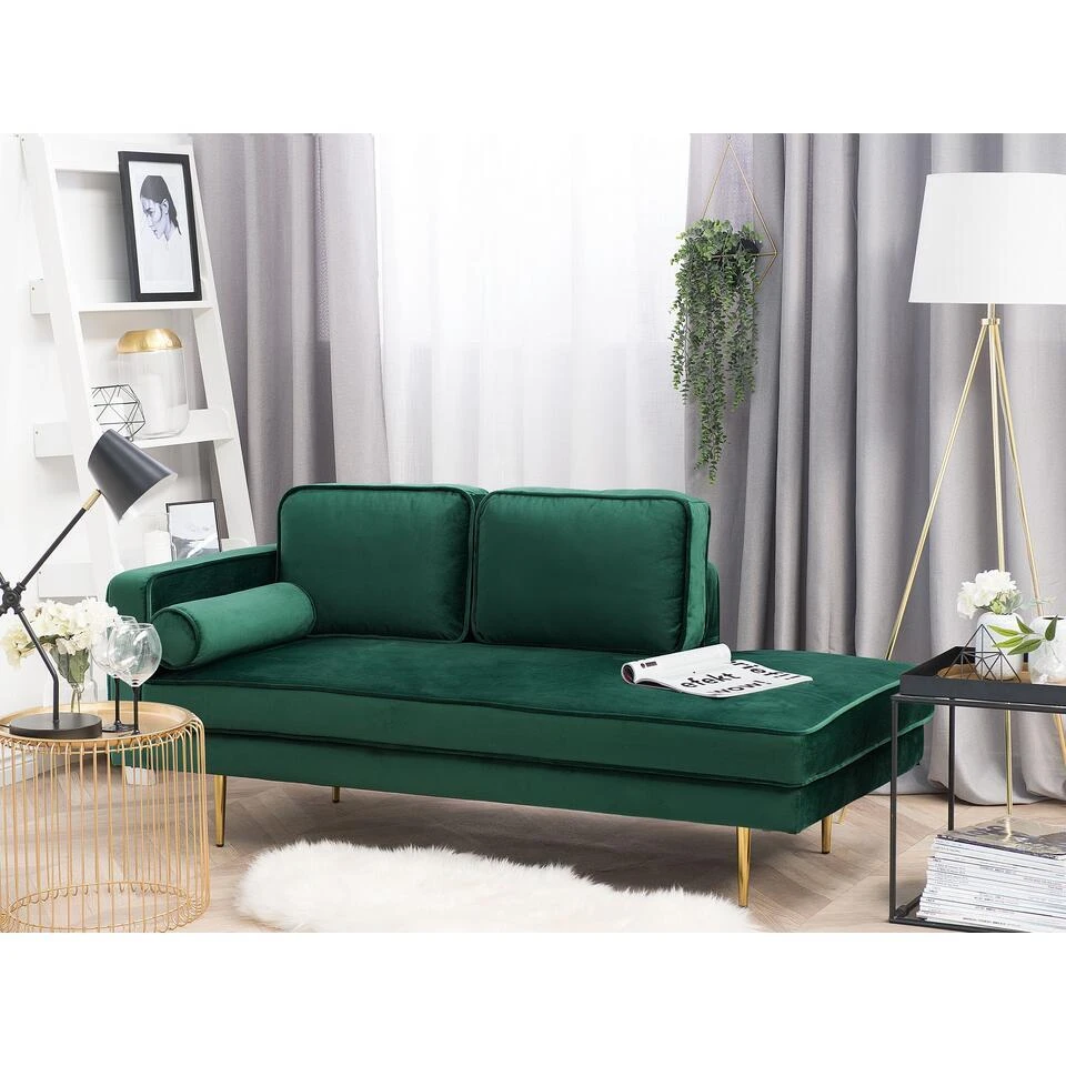 MIRAMAS - Chaise Longue - Smaragdgroen - Linkerzijde - Fluweel 2 MIRAMAS - Chaise Longue - Smaragdgroen - Linkerzijde - Fluweel - Afbeelding 2