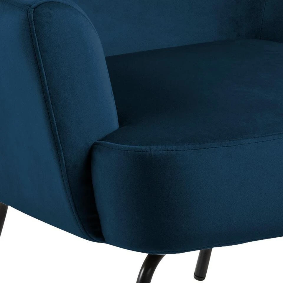 Fauteuil Blauw Stof - 75x75x83cm - Naven 5 Fauteuil Blauw Stof - 75x75x83cm - Naven - Afbeelding 5