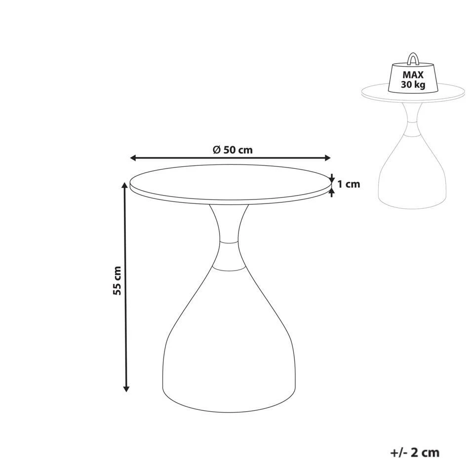 ITUNA - Bijzettafel - Gebroken Wit - Gesinterde Steen 4 ITUNA - Bijzettafel - Gebroken Wit - Gesinterde Steen - Afbeelding 4