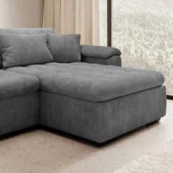 Meubella - Hoekbank Nicoreta - Donkergrijs Ribstof - Rechts -Leenbakker Winkel db1982cc5b1c4ea7b86e03d43199fcbe
