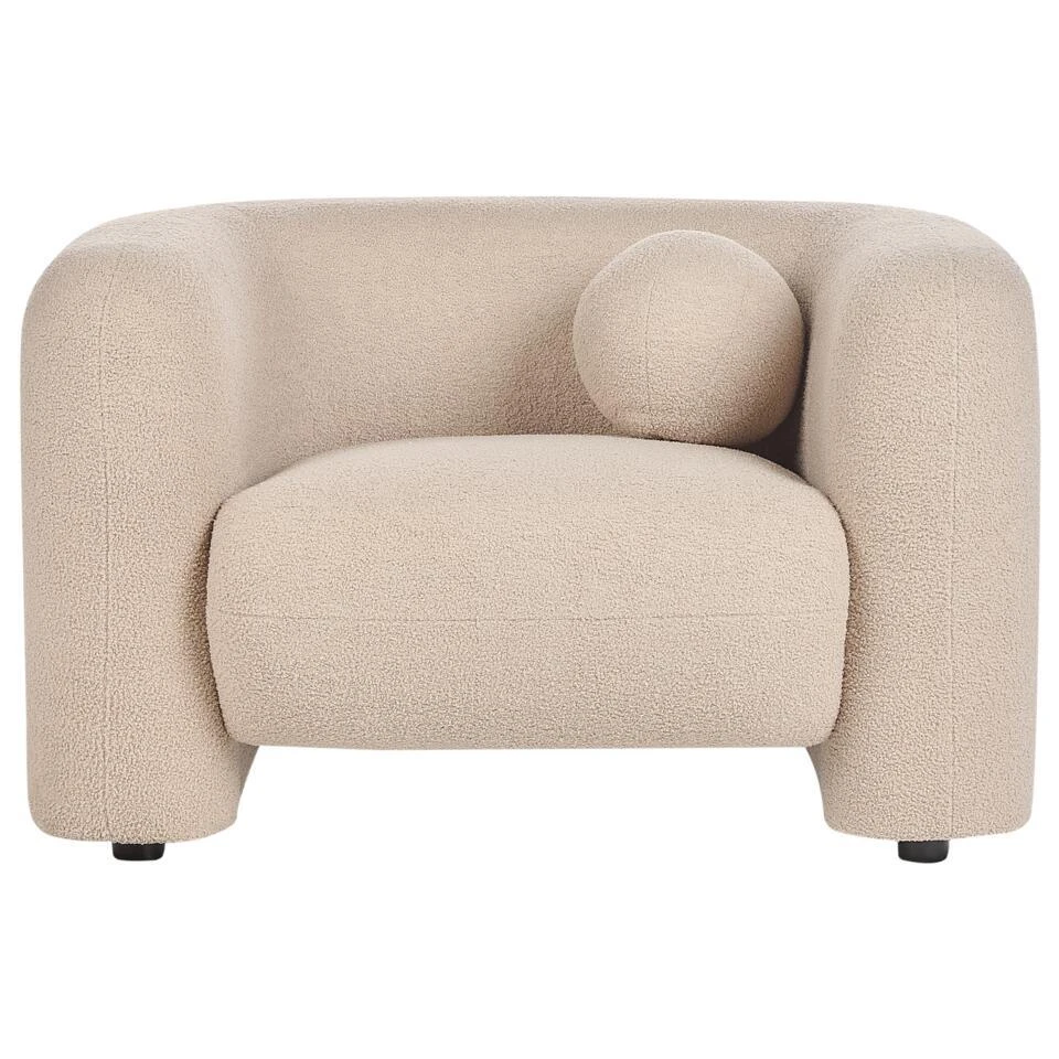 LEIREN - Fauteuil - Beige - Bouclé 6 LEIREN - Fauteuil - Beige - Bouclé - Afbeelding 6