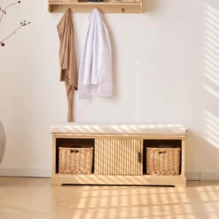 Houten Halbank Met 1 Deur En 2 Opbergvakken Met Beige Fluwelen 13 Houten Halbank Met 1 Deur En 2 Opbergvakken Met Beige Fluwelen -Leenbakker Winkel e055179d33a24bef8fdd84609b488ea0