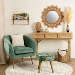 Atmosphera Bijzet Krukje Jungle - Groen - Hout/stof - 38 X 40 Cm -Leenbakker Winkel e118ff004181471c96f9a81d63303cd4