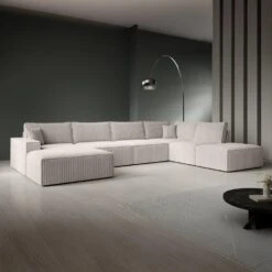 Meubella - Manolo - Hoekbank 5-zits Met Chaise Longue - Ribstof Beige - Links 9 Meubella - Manolo - Hoekbank 5-zits Met Chaise Longue - Ribstof Beige - Links -Leenbakker Winkel e177eb0b08154242a8f5e31d33523c0e