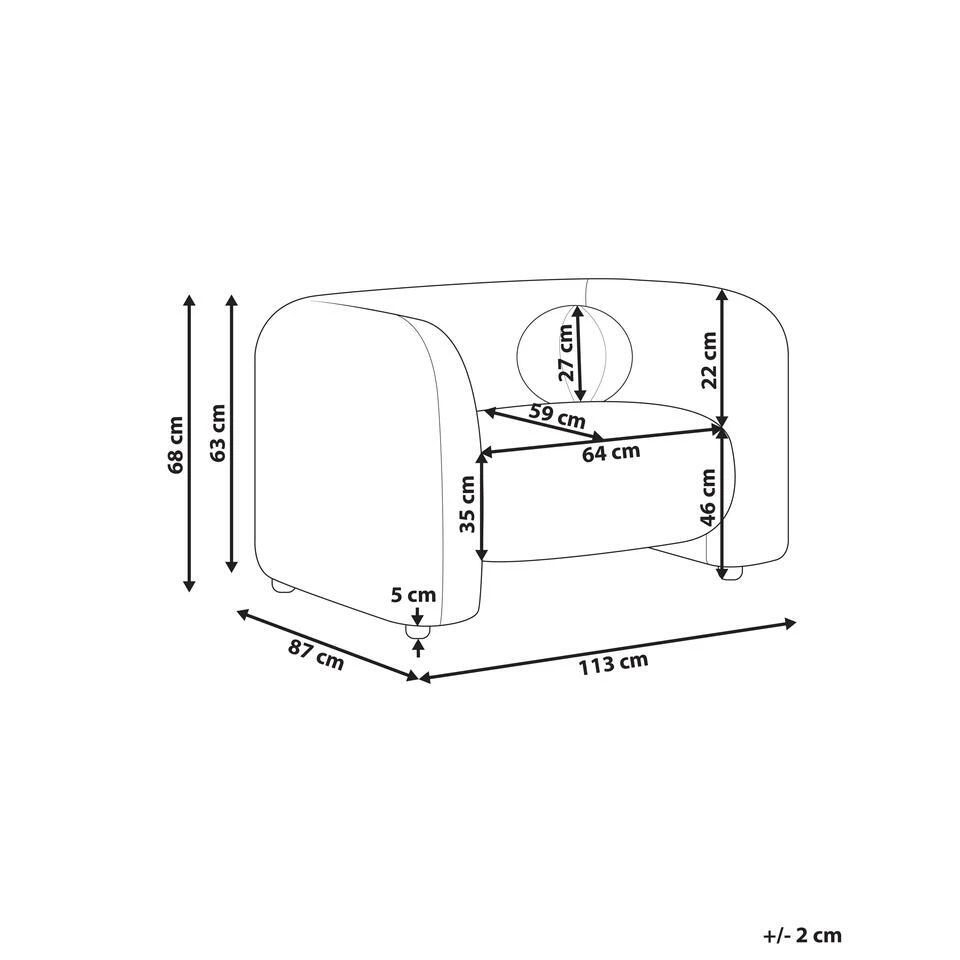 LEIREN - Fauteuil - Beige - Bouclé 3 LEIREN - Fauteuil - Beige - Bouclé - Afbeelding 3