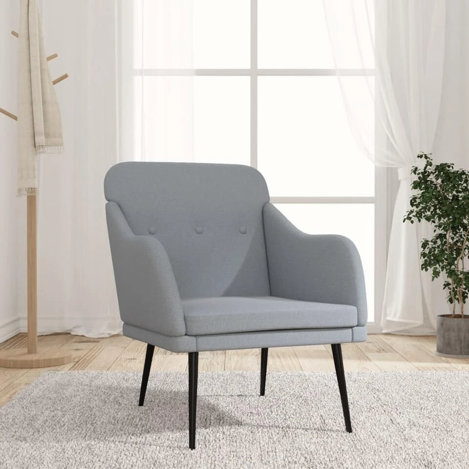 VidaXL Fauteuil 63x76x80 Cm Stof Lichtgrijs 2 VidaXL Fauteuil 63x76x80 Cm Stof Lichtgrijs - Afbeelding 2