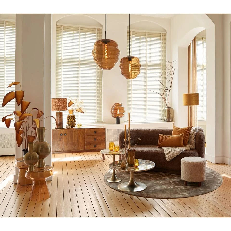 Poef Kimi - Oranje - Ø40cm 2 Poef Kimi - Oranje - Ø40cm - Afbeelding 2