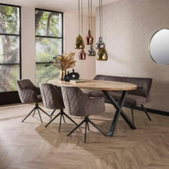 Diego Eetkamerbank Velvet - Stof - Grijs -Leenbakker Winkel e3f7771d5100476abde53d2a1f277263