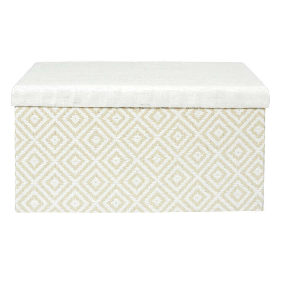 Home Deco Poefje - Opbergbox - Wit/zwart - 76 X 38 Cm 5 Home Deco Poefje - Opbergbox - Wit/zwart - 76 X 38 Cm - Afbeelding 5