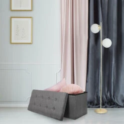 Home Deco Poef Chique - Opbergbox - Donkergrijs - 76 X 38 Cm -Leenbakker Winkel e806a1cb14634c13a2745506c9237906