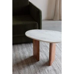 Housecraft Tanda Bijzettafel Marmer/ Hout 56x37 Cm Beige -Leenbakker Winkel ea116768235242aca60c9dc3b59824b8