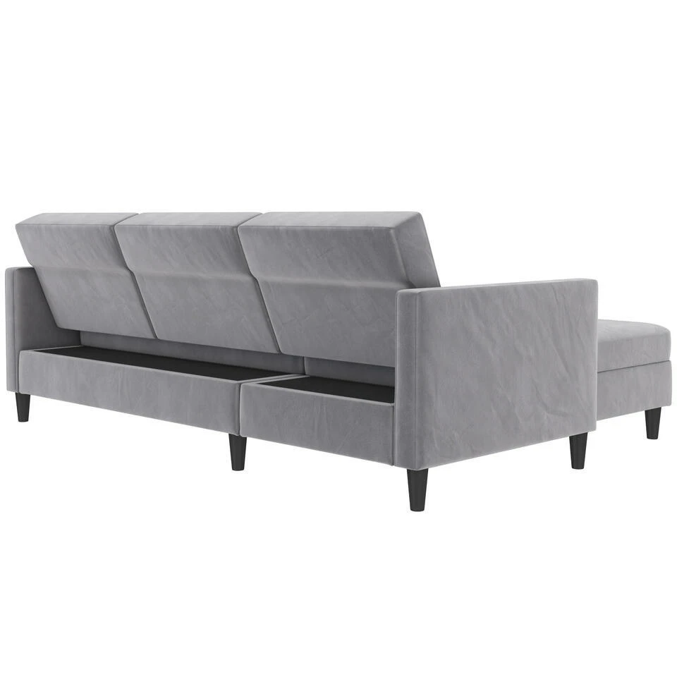 Hartford - 3-zits Slaapbank In Grijs Fluweel 12 Hartford - 3-zits Slaapbank In Grijs Fluweel - Afbeelding 12