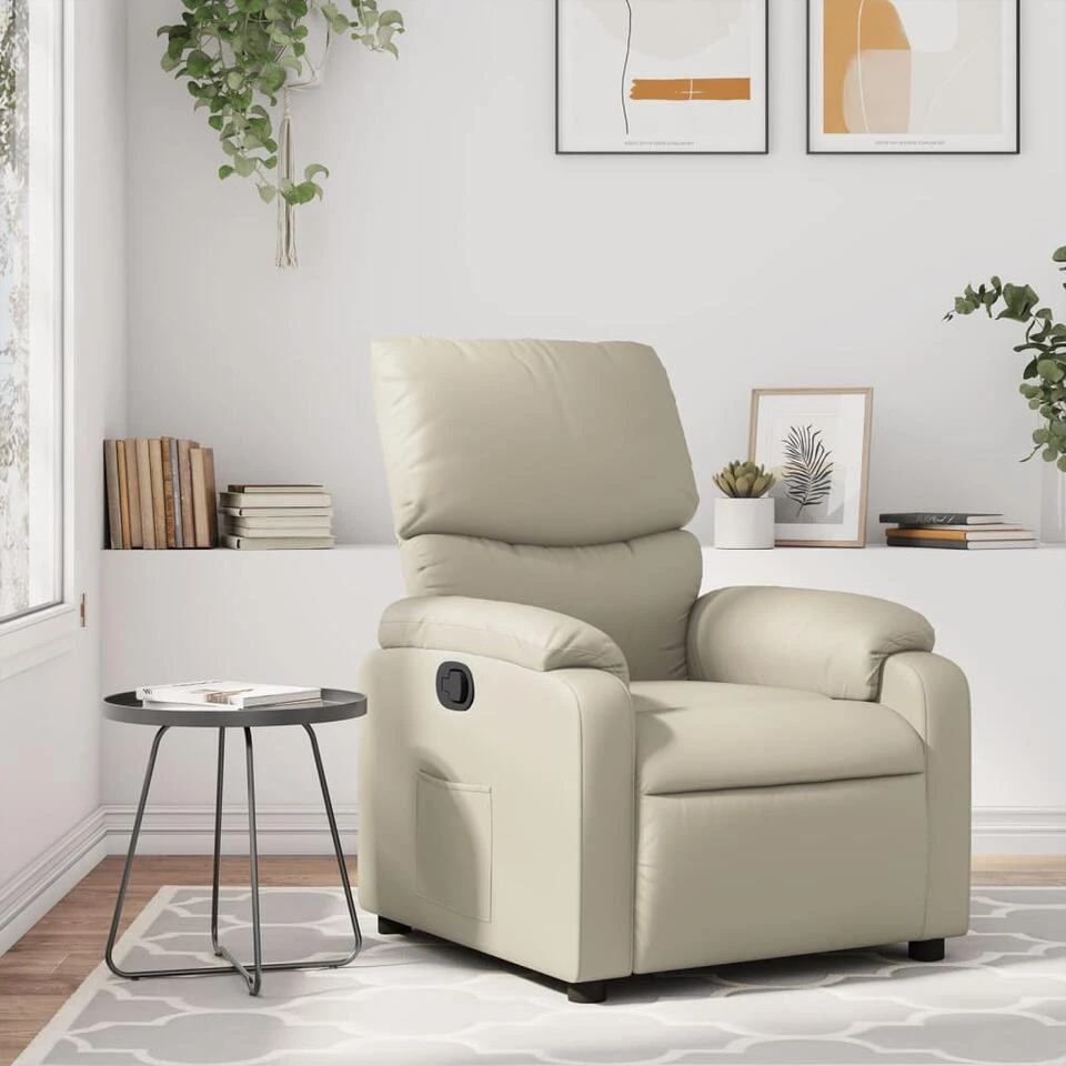 VidaXL - Fauteuil - Crème - Kunstleer 2 VidaXL - Fauteuil - Crème - Kunstleer - Afbeelding 2