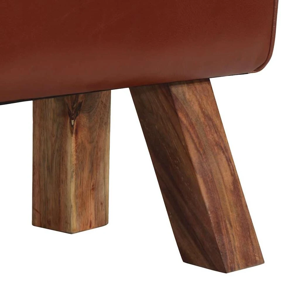 VidaXL - Bankje - Bruin - Leer 6 VidaXL - Bankje - Bruin - Leer - Afbeelding 6