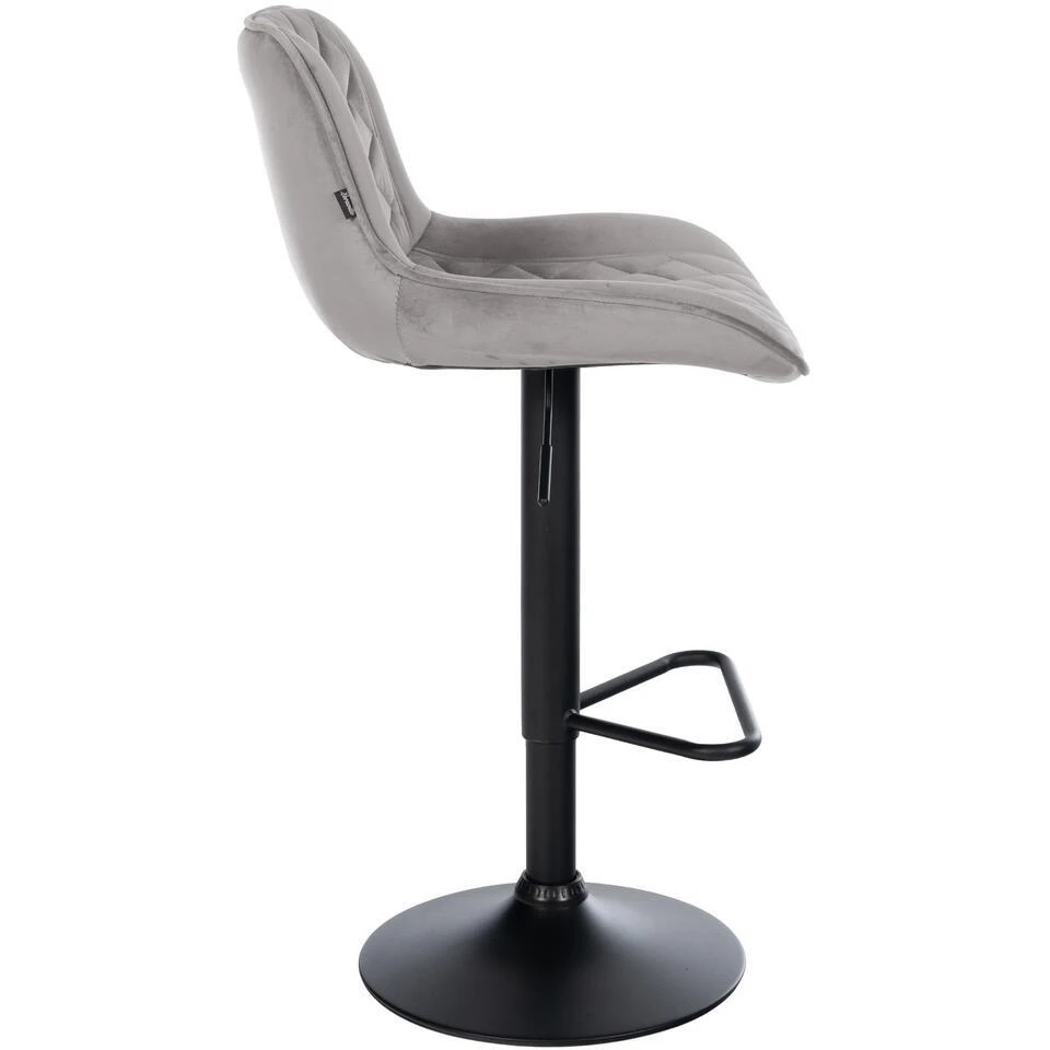 CLP Set Van 2 Barkruk Kasson Zwart Frame - Fluweel - Grijs 5 CLP Set Van 2 Barkruk Kasson Zwart Frame - Fluweel - Grijs - Afbeelding 5