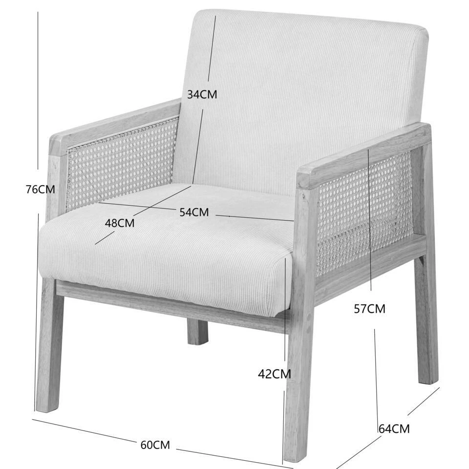 Salonstoel Met Rieten Bekleding En Beige Fluweel 5 Salonstoel Met Rieten Bekleding En Beige Fluweel - Afbeelding 5