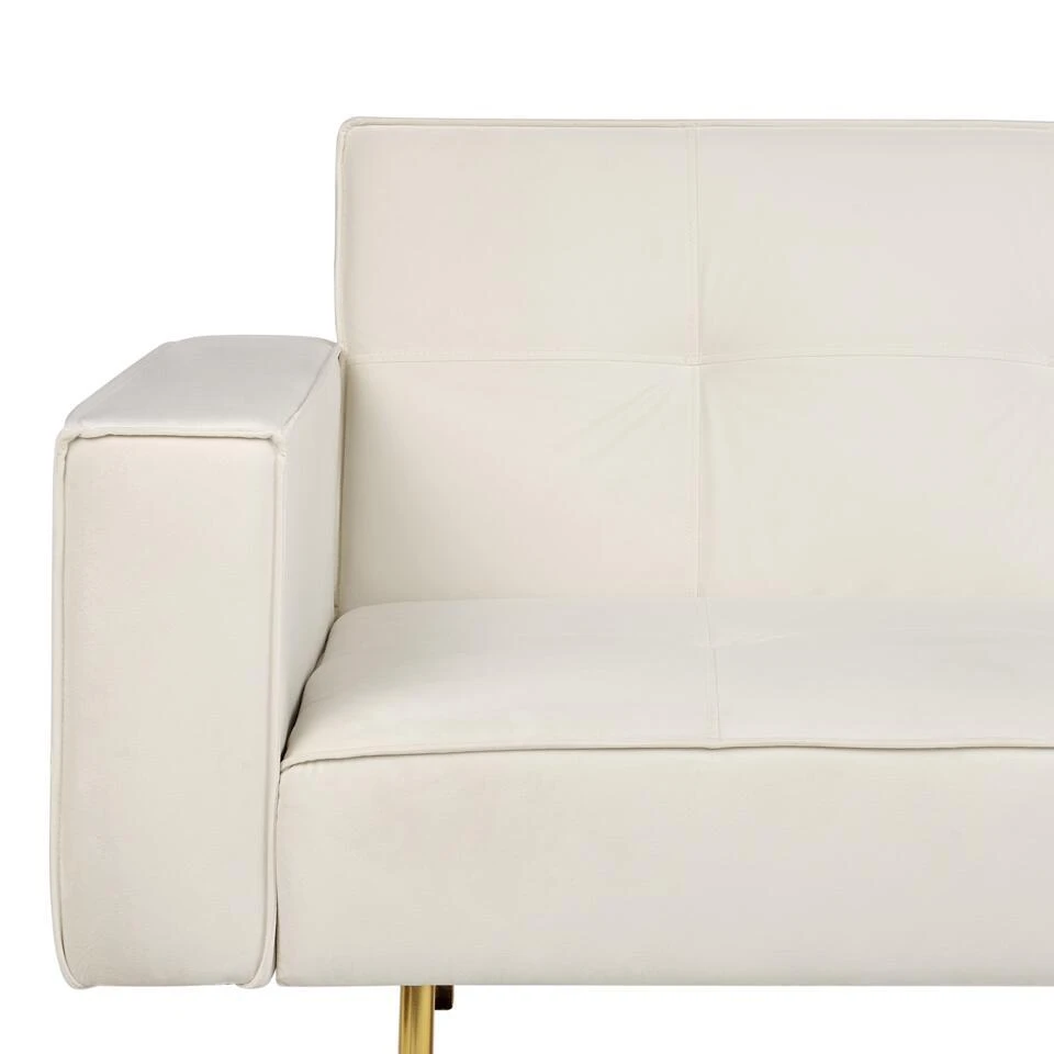 VISNES - Slaapbank 3-zits - Wit - Fluweel 10 VISNES - Slaapbank 3-zits - Wit - Fluweel - Afbeelding 10