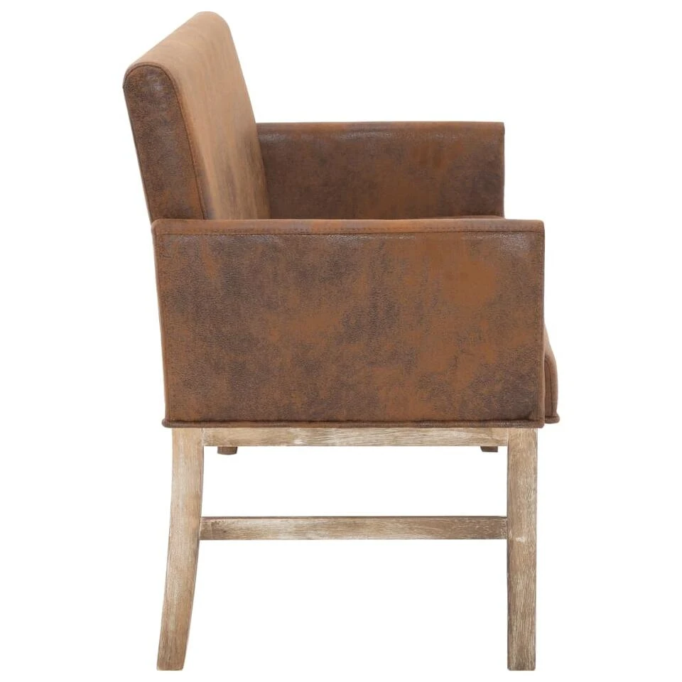 VidaXL Bankje Met Armleuning 140 Cm Kunstsuède Bruin 4 VidaXL Bankje Met Armleuning 140 Cm Kunstsuède Bruin - Afbeelding 4