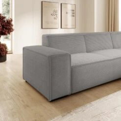 Meubella - Hoekbank Cardiff - Grijs - Ribstof - Rechts -Leenbakker Winkel f8e3a805d6de4b168fed1b8366b74504