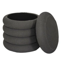 Home Deco Factory Poef/krukje - Boucle - Grijs - D37 X H44 Cm -Leenbakker Winkel fa826cff58674107b00a9b367e9f9595