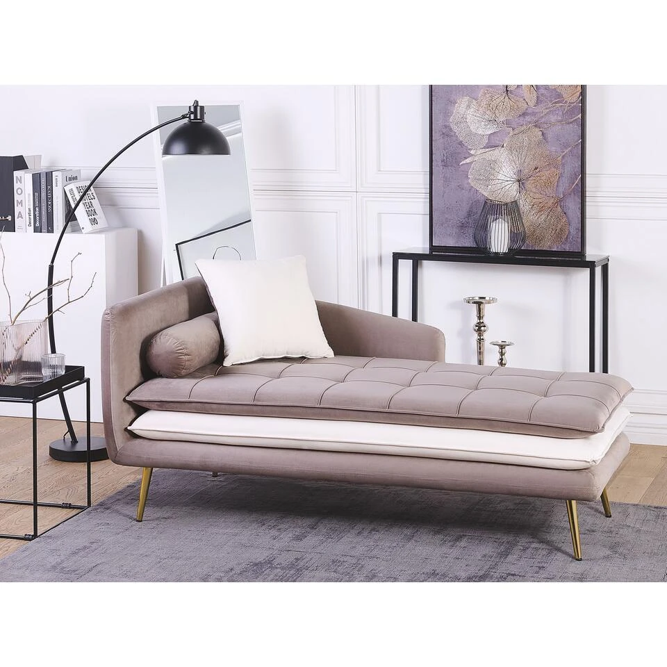 GONESSE - Chaise Longue - Bruin - Linkerzijde - Polyester 4 GONESSE - Chaise Longue - Bruin - Linkerzijde - Polyester - Afbeelding 4