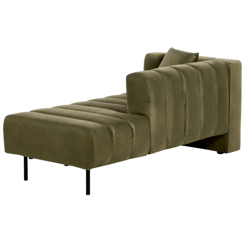 LANNILS - Chaise Longue - Groen - Linkszijdig - Fluweel 5 LANNILS - Chaise Longue - Groen - Linkszijdig - Fluweel - Afbeelding 5