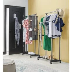 Kledingrek Op Wieltjes - Zwart/chroom - Enkel Rek -Leenbakker Winkel sf 70200065 9050